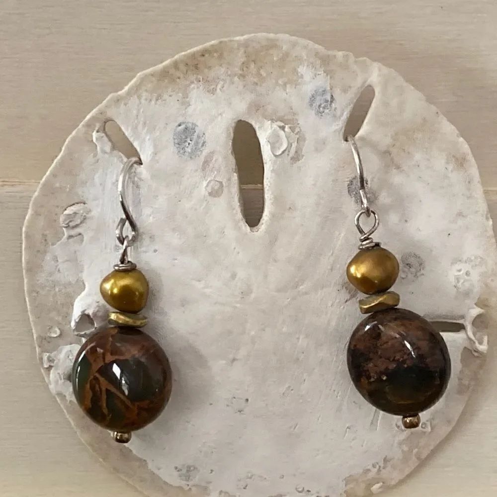 Sterling silver & jasper earrings